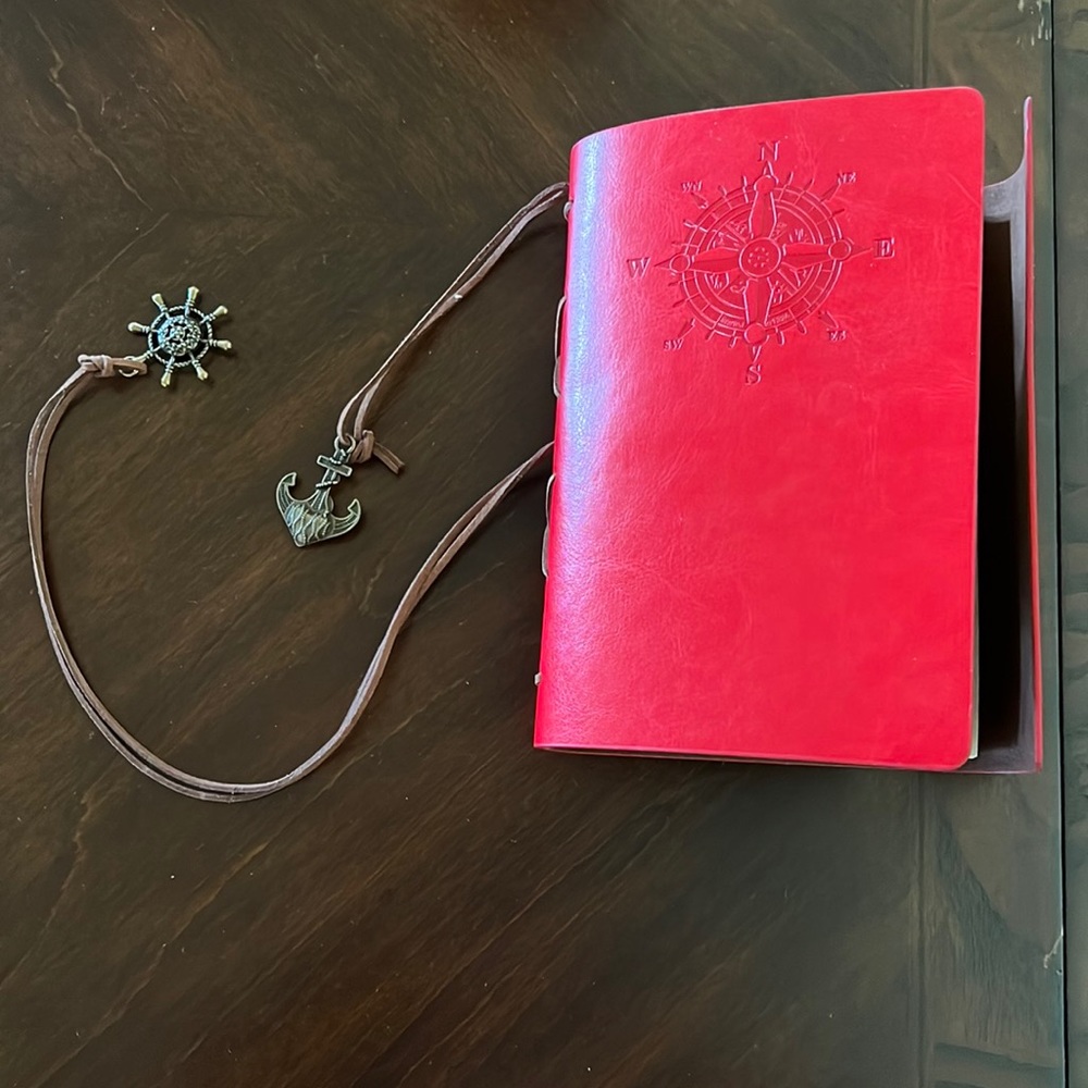 beautiful red leather notebook